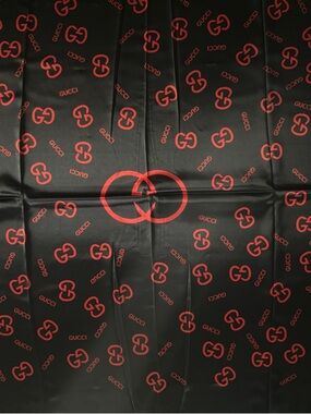 Gucci Black with Red GG Logo Silk Square